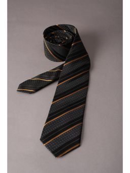 Peter England - Men Grey Embroidered Stripes Tie
