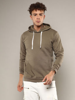 Campus Sutra - Men's Taupe Pullover Hoodie