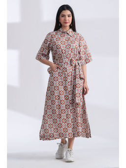 JAIPURRANG - Digital Print Shirt Dress with Belt (Set of 2)