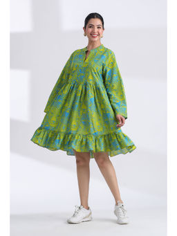 JAIPURRANG - Tiger Digital Print Short Tired Dress