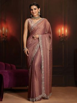 Libas Art - Mauve Embellished/Sequined Saree with Unstitched Blouse