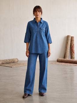 Autumnlane - Blue Solid/Plain Full Sleeves Regular Co-ord Set