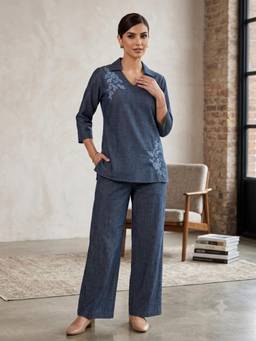 Autumnlane - Grey Solid/Plain Full Sleeves Regular Kurti & Pant