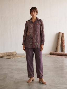 Autumnlane - Wine Printed Full Sleeves Regular Co-ord Set