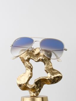 TED SMITH - Unisex Aviator Sunglasses Silver Metal Frame Blue Graded Glass Lenses Classic Style