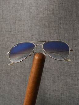 TED SMITH - Unisex Aviator Sunglasses Silver Metal Frame Blue Graded Glass Lenses Classic Style