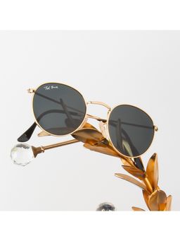 TED SMITH - Unisex Round Sunglasses Gold Metal Frame Grey Glass Lenses 100% Uv Protection