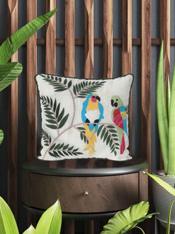 SHADES OF LIFE - Cotton Decorative Set Of 2 Cushion Covers White (16x16 Inches)