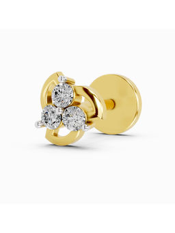 Sparkles - Gold Lab Grown Diamond IGI Certified 0.06 Ct Floral Stud Nose pin for Women