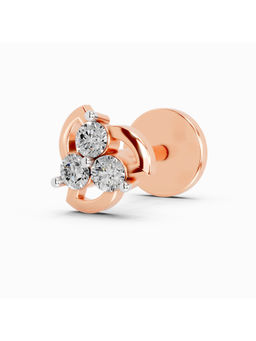Sparkles - Rose Gold Lab Grown Diamond IGI Certified 0.06 Ct Floral Stud Nose pin for Women