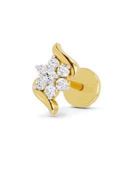 Sparkles - Gold Lab Grown Diamond IGI Certified 0.07 Ct Swirl Nose Pin for Women