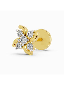 Sparkles - Gold Lab Grown Diamond IGI Certified 0.06 Ct Floral Stud Nose Pin for Women
