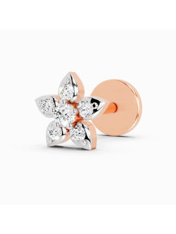 Sparkles - Rose Gold Lab Grown Diamond IGI Certified 0.06 Carat Floral Stud Nose Pin for Women