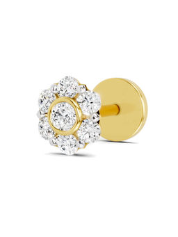 Sparkles - Gold Lab Grown Diamond IGI Certified 0.11 Ct Floral Stud Nose Pin for Women