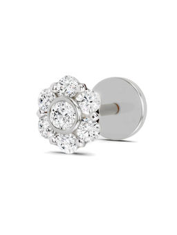 Sparkles - White Lab Grown Diamond IGI Certified 0.11 Ct Floral Stud Nose Pin for Women