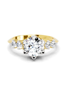Sparkles - Gold Lab Grown Diamond 1.71 Carat Round Side Stone Engagement Ring for Women
