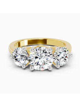 Sparkles - Gold Lab Grown Diamond 2 Carat Round Three Stone Ring for Women