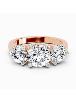 Sparkles - Rose Gold Lab Grown Diamond 2 Carat Round Three Stone Ring for Women