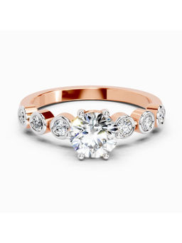 Sparkles - Rose Gold Lab Grown Diamond 1.09 Carat Round Bezel Set Band Ring