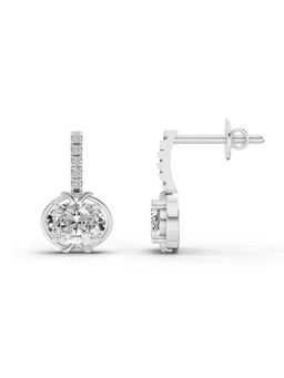 Sparkles - White Lab Grown Diamond 1.14 Ct Drop Oval Shape Diamond Earrings for Women
