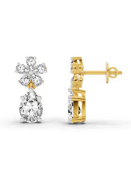 Sparkles - Gold Lab Grown Diamond 2.8 Carat Floral Pear Drop Earrings for Women