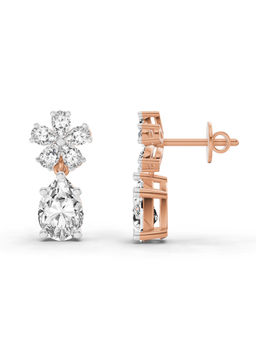 Sparkles - Rose Gold Lab Grown Diamond 2.8 Carat Floral Pear Drop Earrings for Women