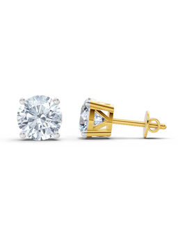 Sparkles - Gold Lab Grown Diamond 2.28 Carat Solitaire Stud Earrings for Women
