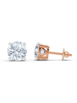 Sparkles - Rose Gold Lab Grown Diamond 2.28 Carat Solitaire Stud Earrings for Women