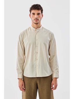 Snitch - Men Beige Solid Full Sleeves Regular Casual Shirt