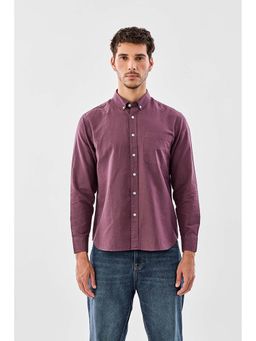Snitch - Men Purple Solid Full Sleeves Regular Casual Shirt