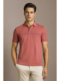 Louis Philippe - Men Pink Printed Polo Neck T-shirt