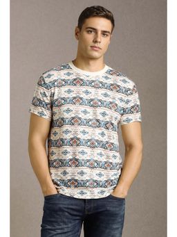 Louis Philippe - Men Multi-Color Printed Crew Neck T-shirt