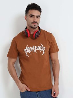 RHINO CULT - Men Brown Gothic Graphic Printed T-shirt