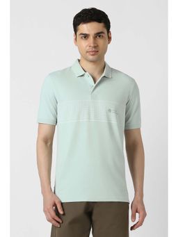 Peter England - Men Green Checks Polo Neck T-shirt