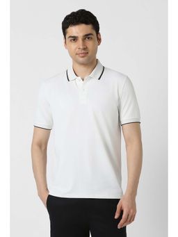 Peter England - Men White Solid Polo Neck T-shirt