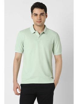 Peter England - Men Green Solid Polo Neck T-shirt