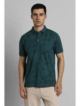 Simon Carter - Men Teal Printed Half Sleeves Polo T-shirt