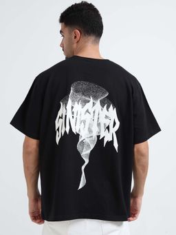 RHINO CULT - Men Black Oversize Graphic Printed T-shirt