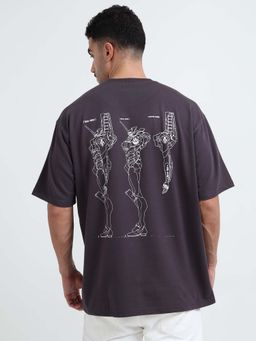 RHINO CULT - Men Dark Grey Robotic Mayhem Graphic Printed T-shirt