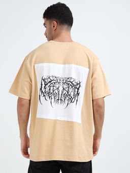 RHINO CULT - Men Beige Graphic Printed T-shirt