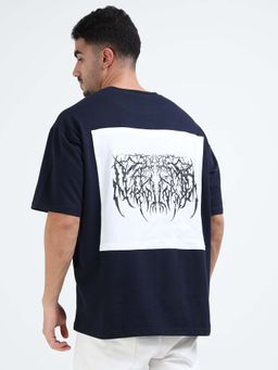 RHINO CULT - Men Navy Blue Truth Thread Graphic Printed T-shirt