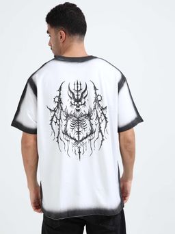 RHINO CULT - Men White Devil Dead Spray Graphic Printed T-shirt
