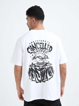 RHINO CULT - Men White Blade Oversized Graphic Printed T-shirt