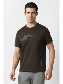 Van Heusen - Men Brown Typography Printed Crew Neck T-shirt