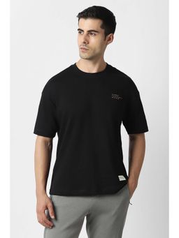 Van Heusen - Men Black Solid Crew Neck T-shirt