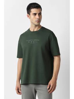 Van Heusen - Men Green Typography Printed Crew Neck T-shirt