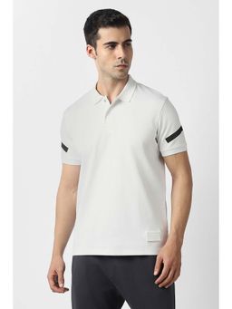 Van Heusen - Men White Solid Polo Neck T-shirt