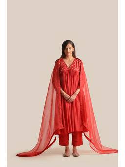 Cupid Cotton - Aiza Red Flared Kurta
