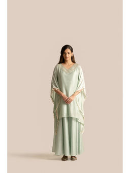 Cupid Cotton - Bushra Aqua Blue With Kaudi Detailing Kaftan