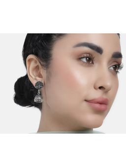 Laida - Silver Plated Peacock Jhumka